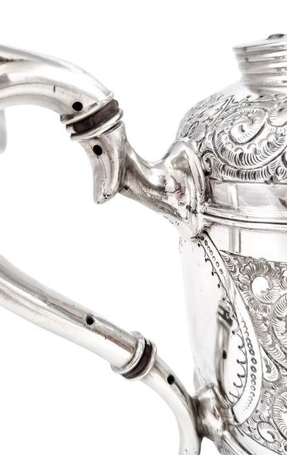 Antique Victorian silver plated three-piece tea set, Rococo Revival and Aestheticism, c. 1880s