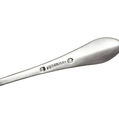 Antique set 6 Danish solid silver long bright-cut teaspoons, I. Bronee (1904)