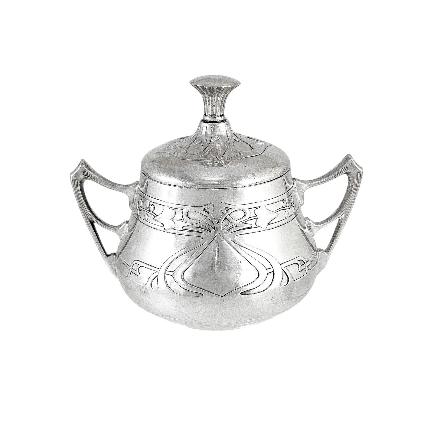 Silver plated WMF Art Nouveau Jugendstil five-piece tea and coffee set on tray