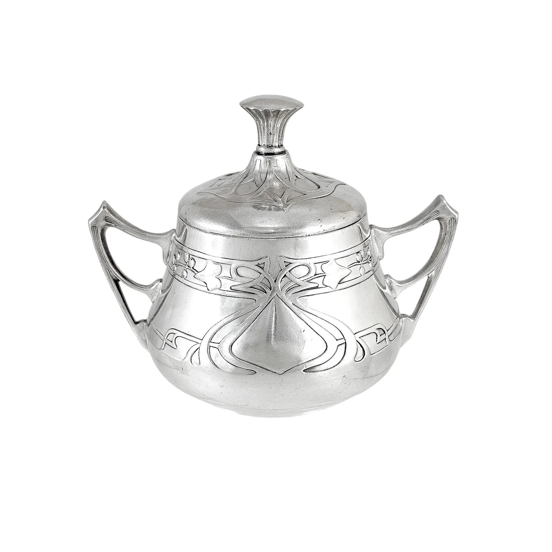 Silver plated WMF Art Nouveau Jugendstil five-piece tea and coffee set on tray