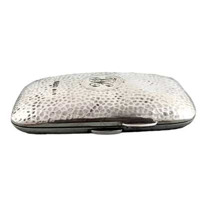 Edwardian Chester hand-hammered sterling silver and gilt ladies cigarette / card case