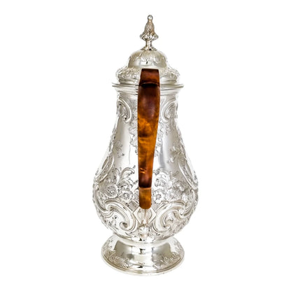 George III sterling silver pear-shaped Rococo coffeepot, 1767