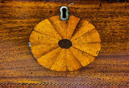 George III mahogany tea caddy, satinwood marquetry