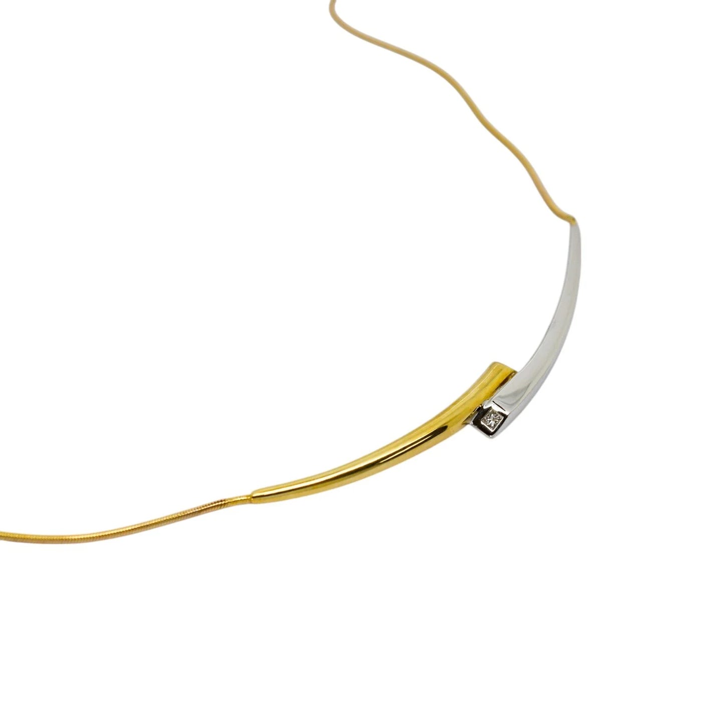 Boxed vintage Royal Mint "Connections Collarette" gold and diamond two tone necklace