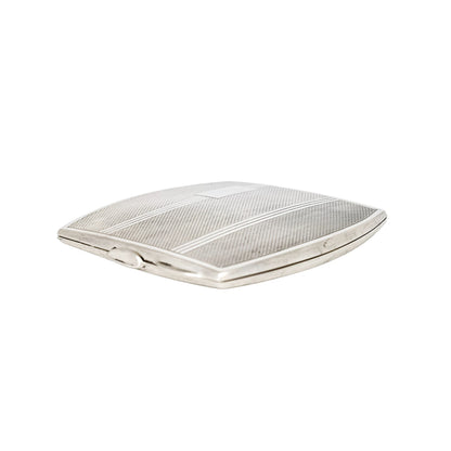 Sterling silver Art Deco engine-turned square compact powder case with mirror