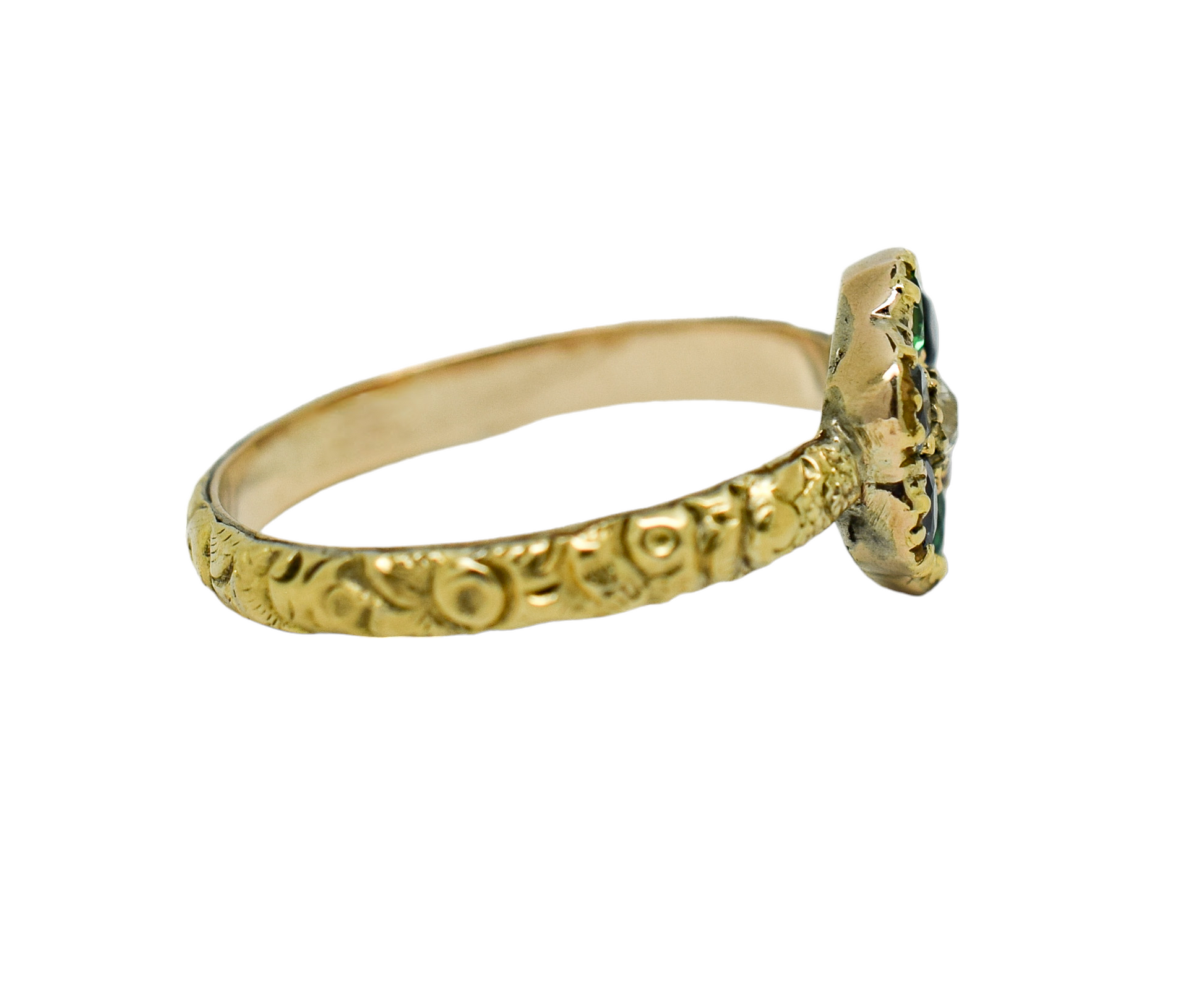 "DEAREST" acrostic Victorian daisy cluster ring (Diamond, Emerald, Amethyst, Ruby, Emerald, Sapphire, Topaz), size M