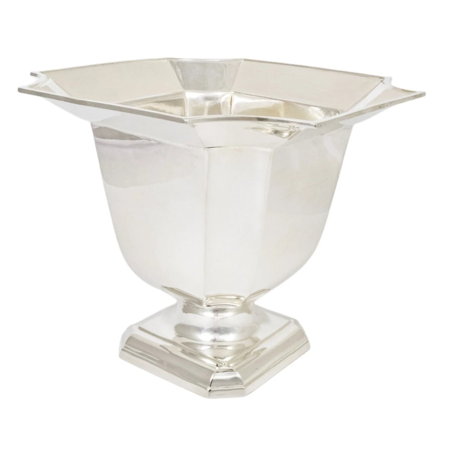 Art Deco sterling silver flared octagonal pedestal vase / small wine cooler / ice bucket