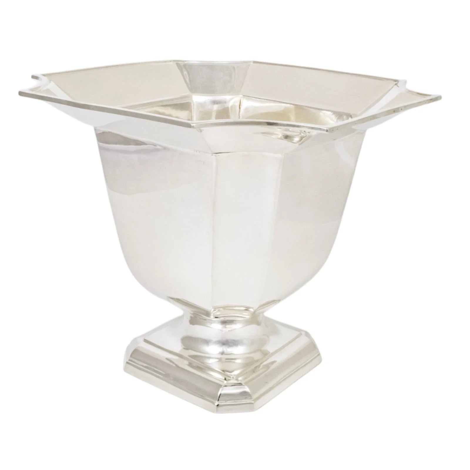 Art Deco sterling silver flared octagonal pedestal vase / small wine cooler / ice bucket
