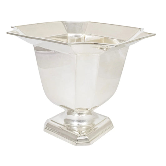 Art Deco sterling silver flared octagonal pedestal vase / small wine cooler / ice bucket