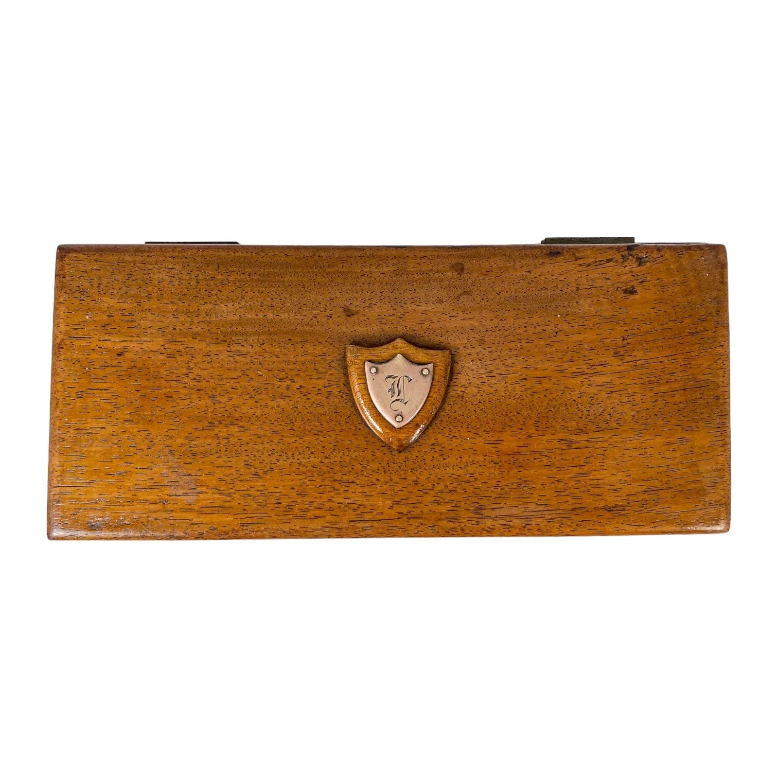 Victorian stationery letter correspondence oak box with 3 compartments and pen holder