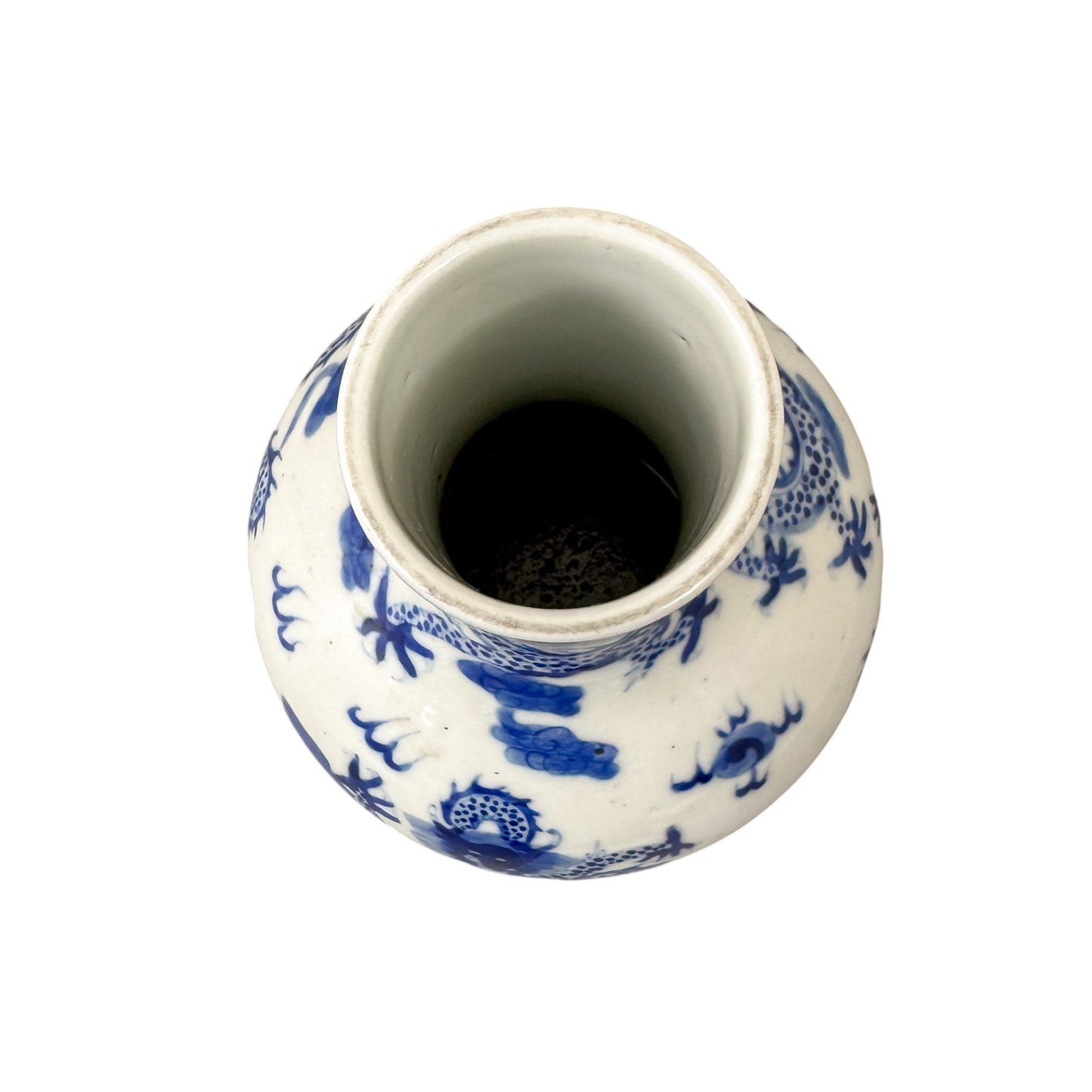 Chinese Guangxu period Kangxi revival blue and white dragon bottle porcelain vase