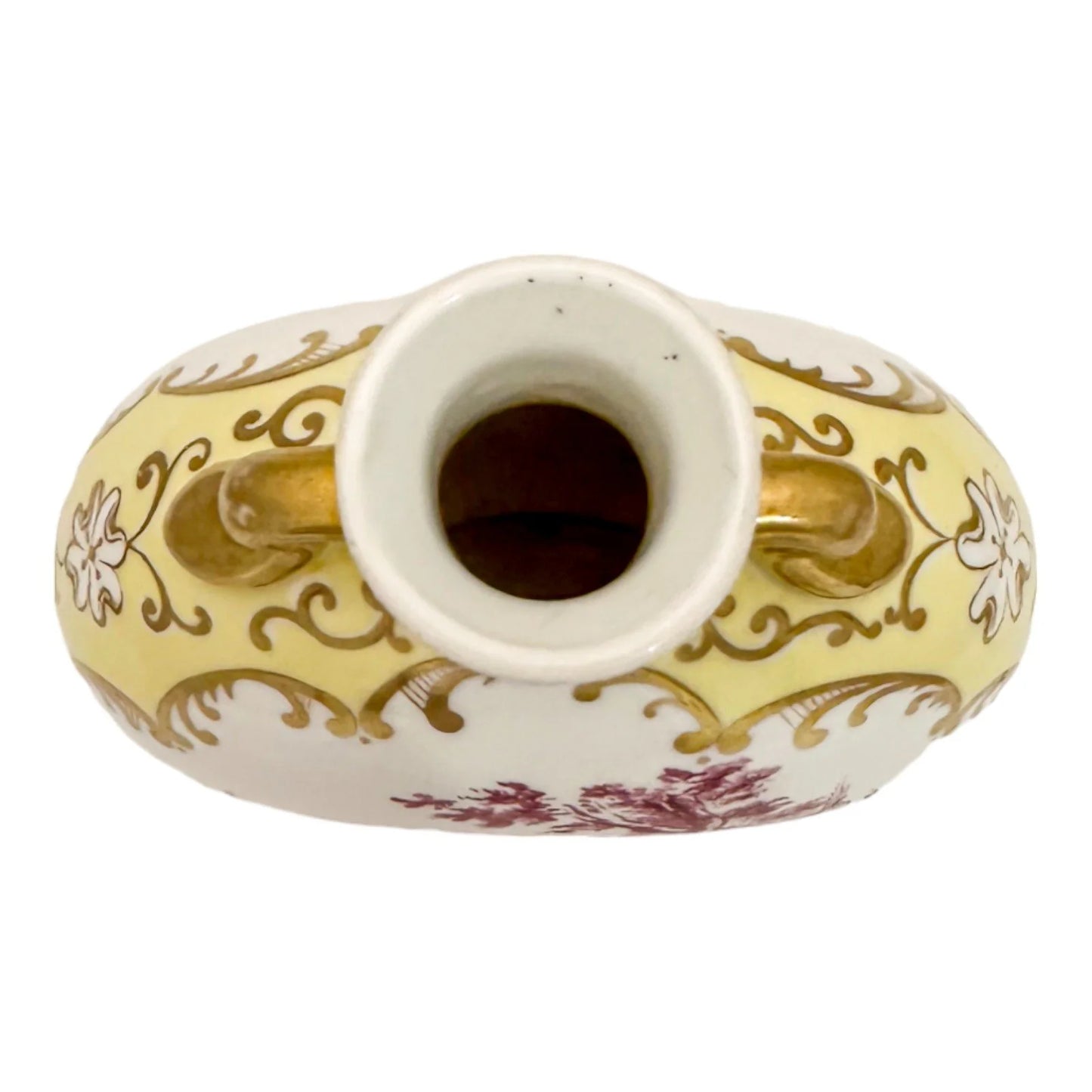 19th century Coalport porcelain double handed vase with gallant scene