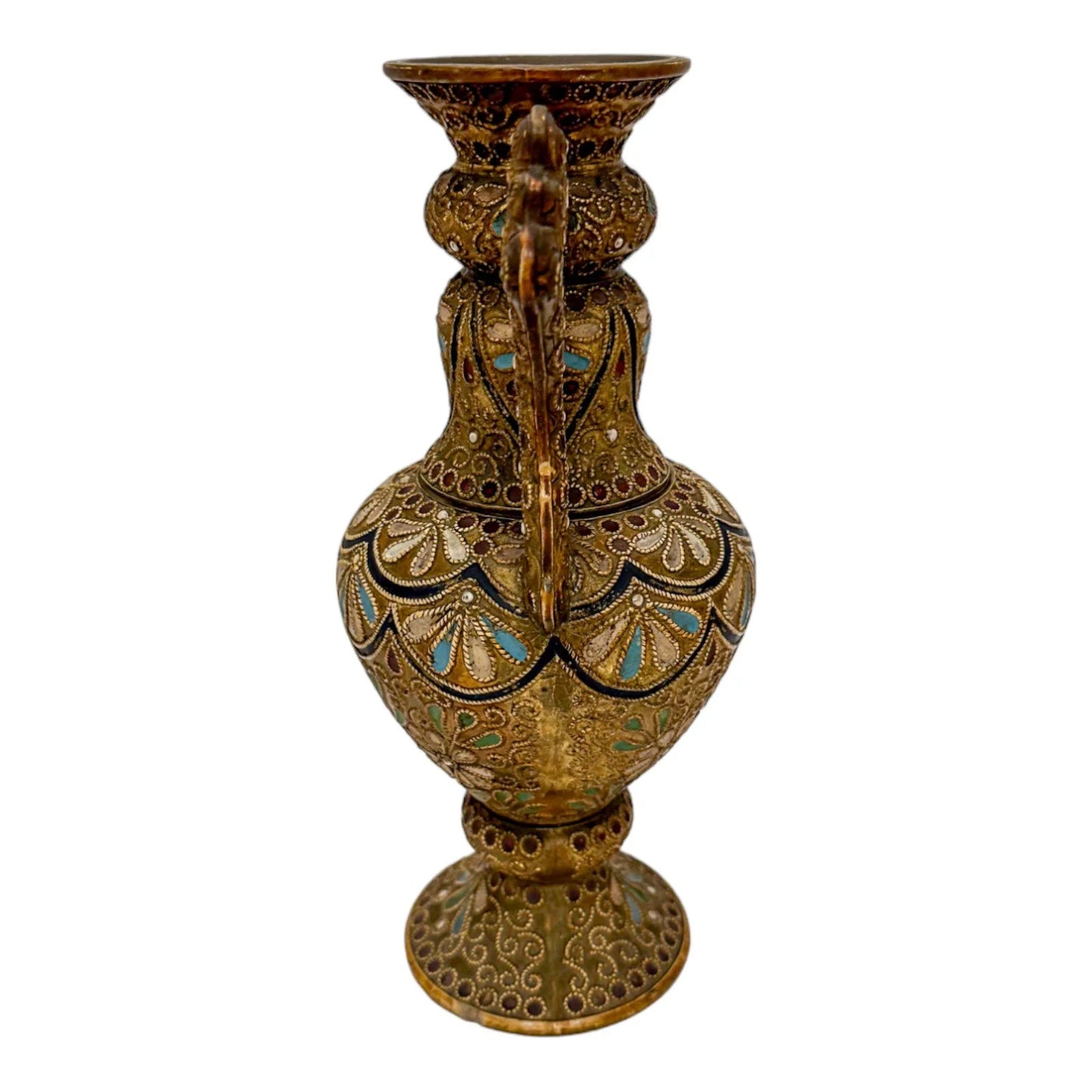 1890's Wilhelm Schiller & Sohn pottery ewer in Islamic style