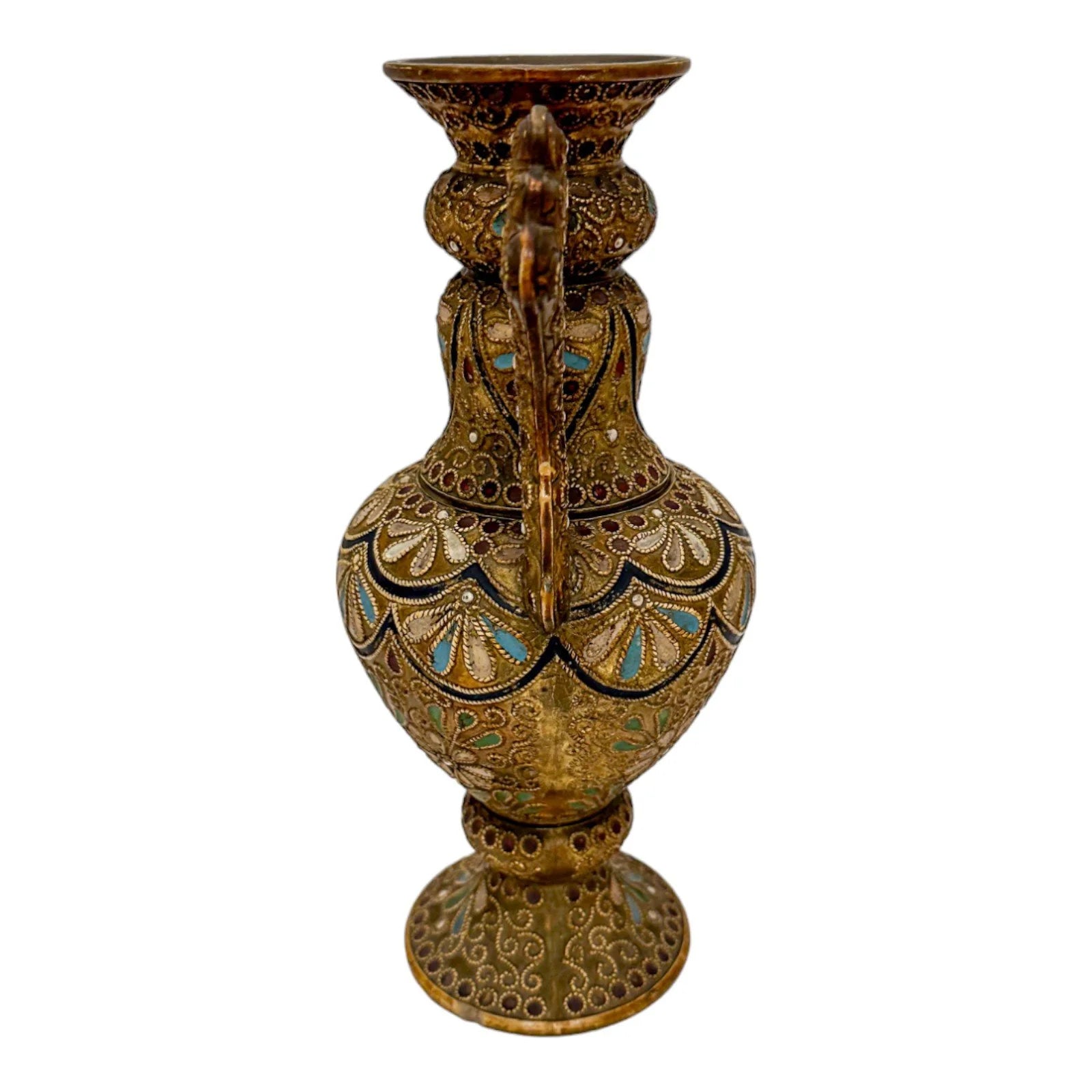 1890's Wilhelm Schiller & Sohn pottery ewer in Islamic style