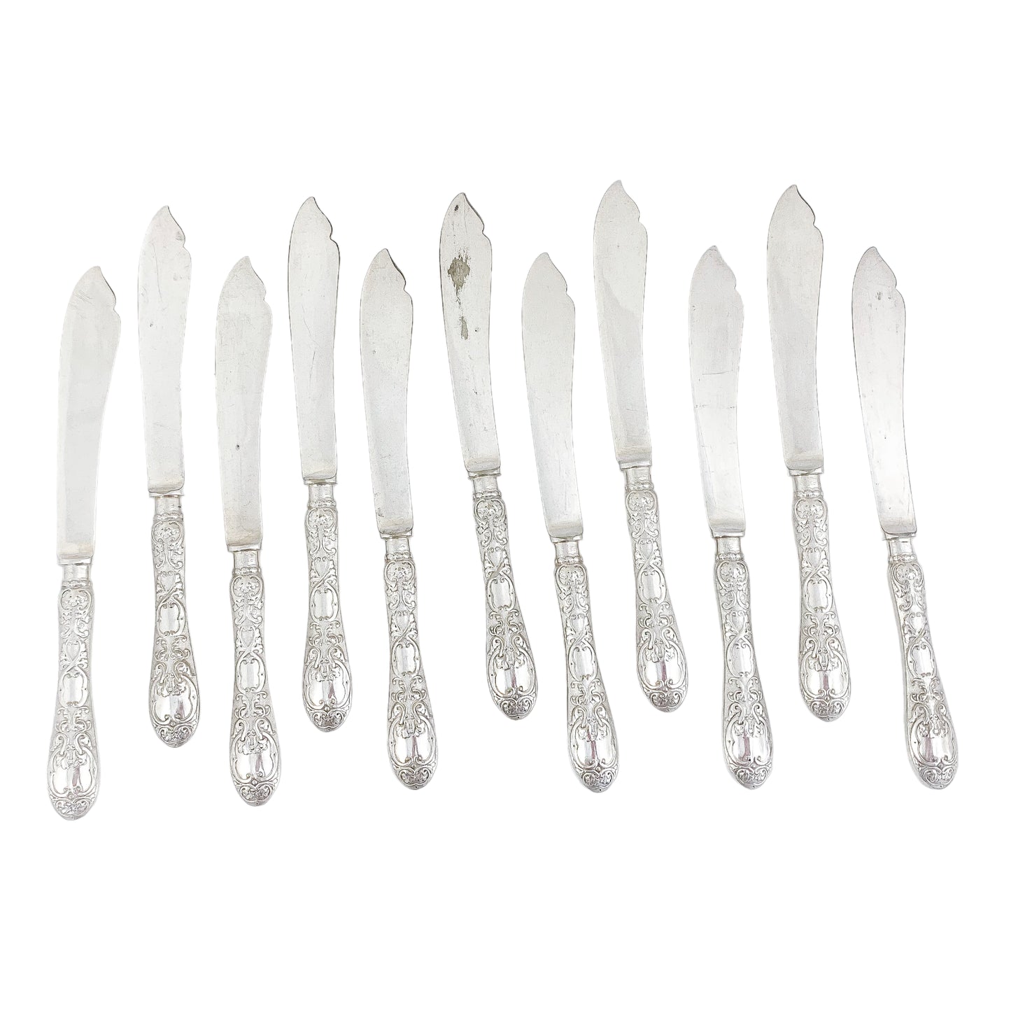 Late Victorian Mappin & Webb silver plated 24 piece 12 person fish cutlery set in oak canteen