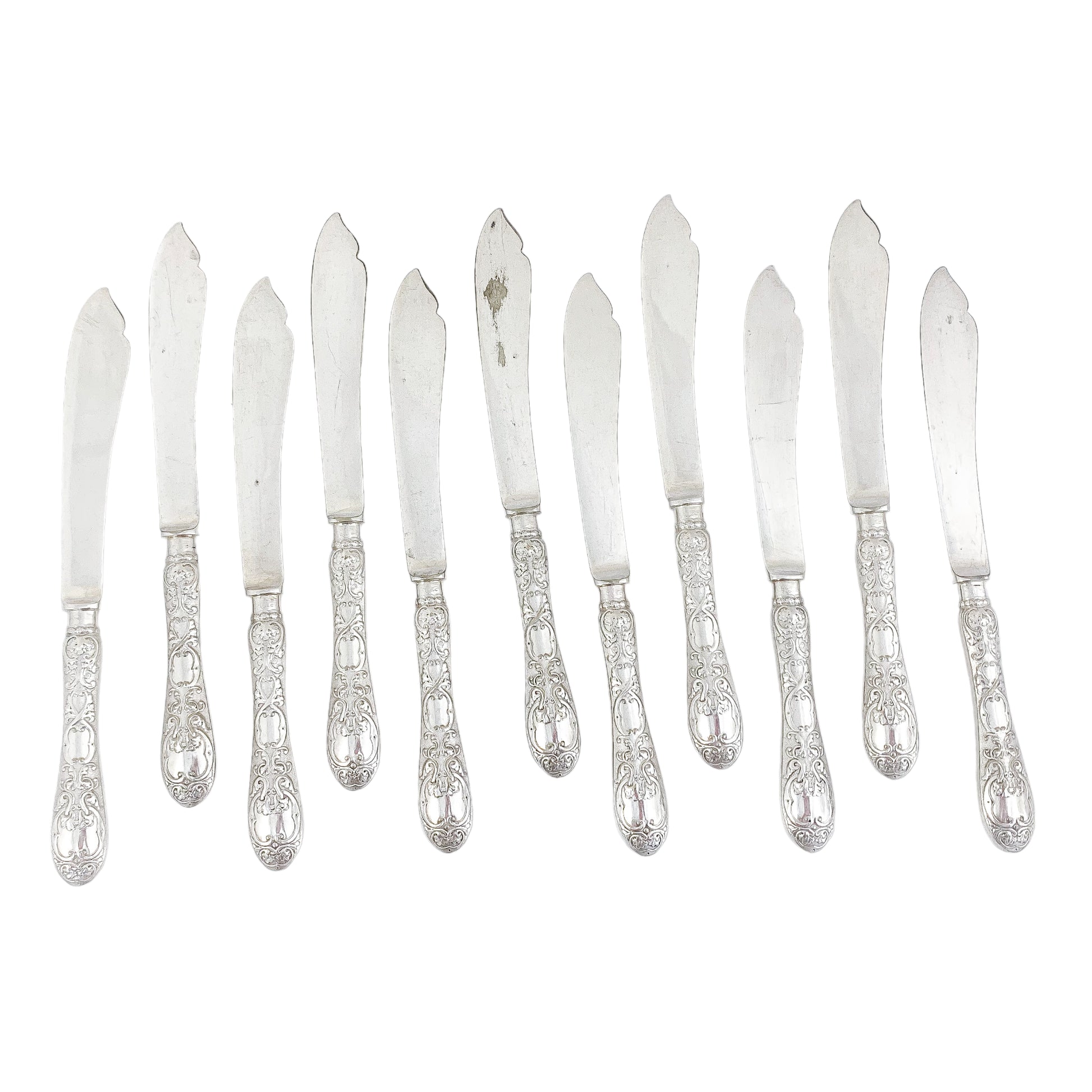 Late Victorian Mappin & Webb silver plated 24 piece 12 person fish cutlery set in oak canteen