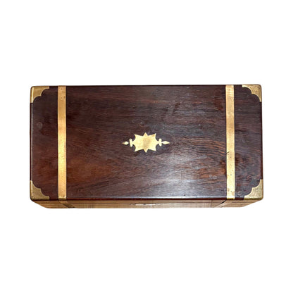 Victorian mahogany writing slope, secret drawers, working key