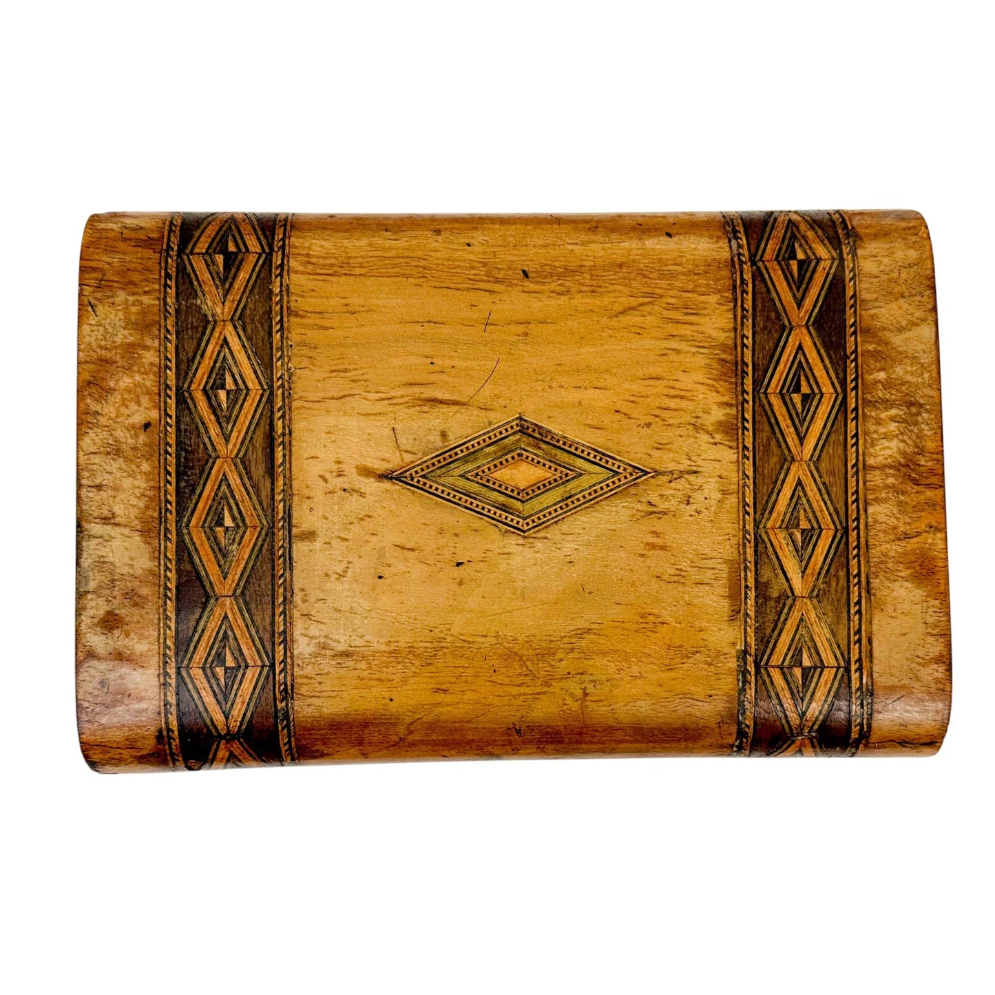 Victorian domed Tunbridge Ware storage jewellery box with lift out tray