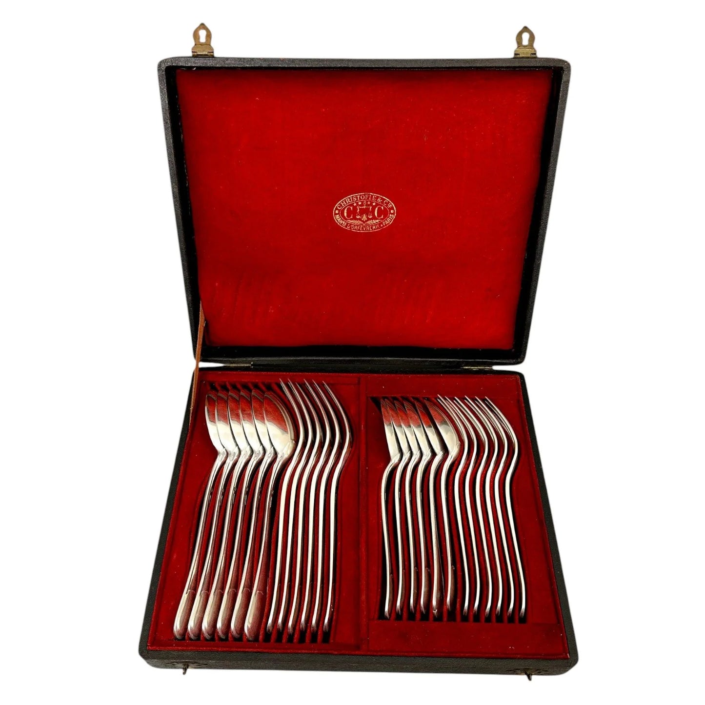 1870's silver plated Christofle Housewife 24 piece cutlery set for 6 persons in original presentation box