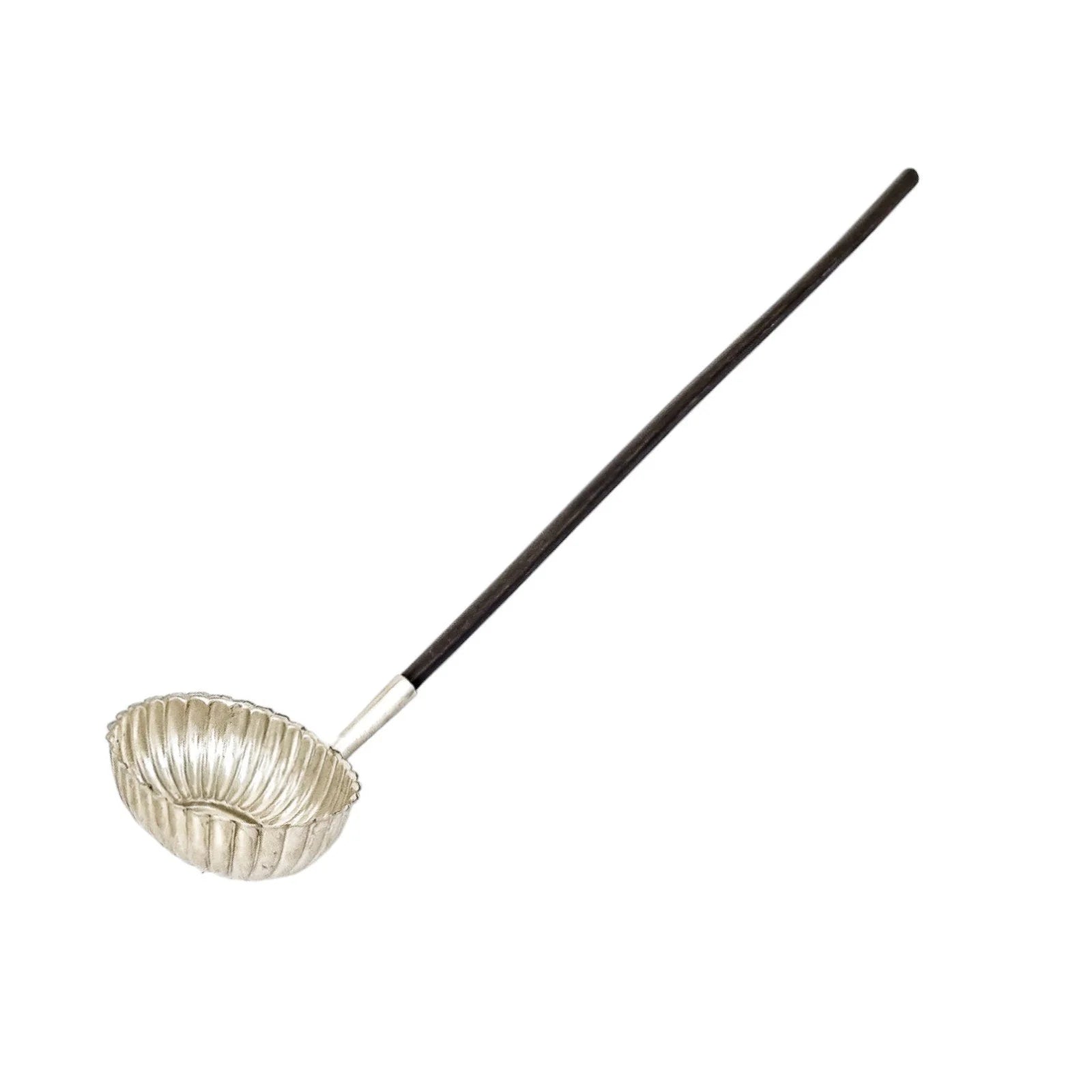 Victorian sterling silver toddy punch ladle with fluted bowl