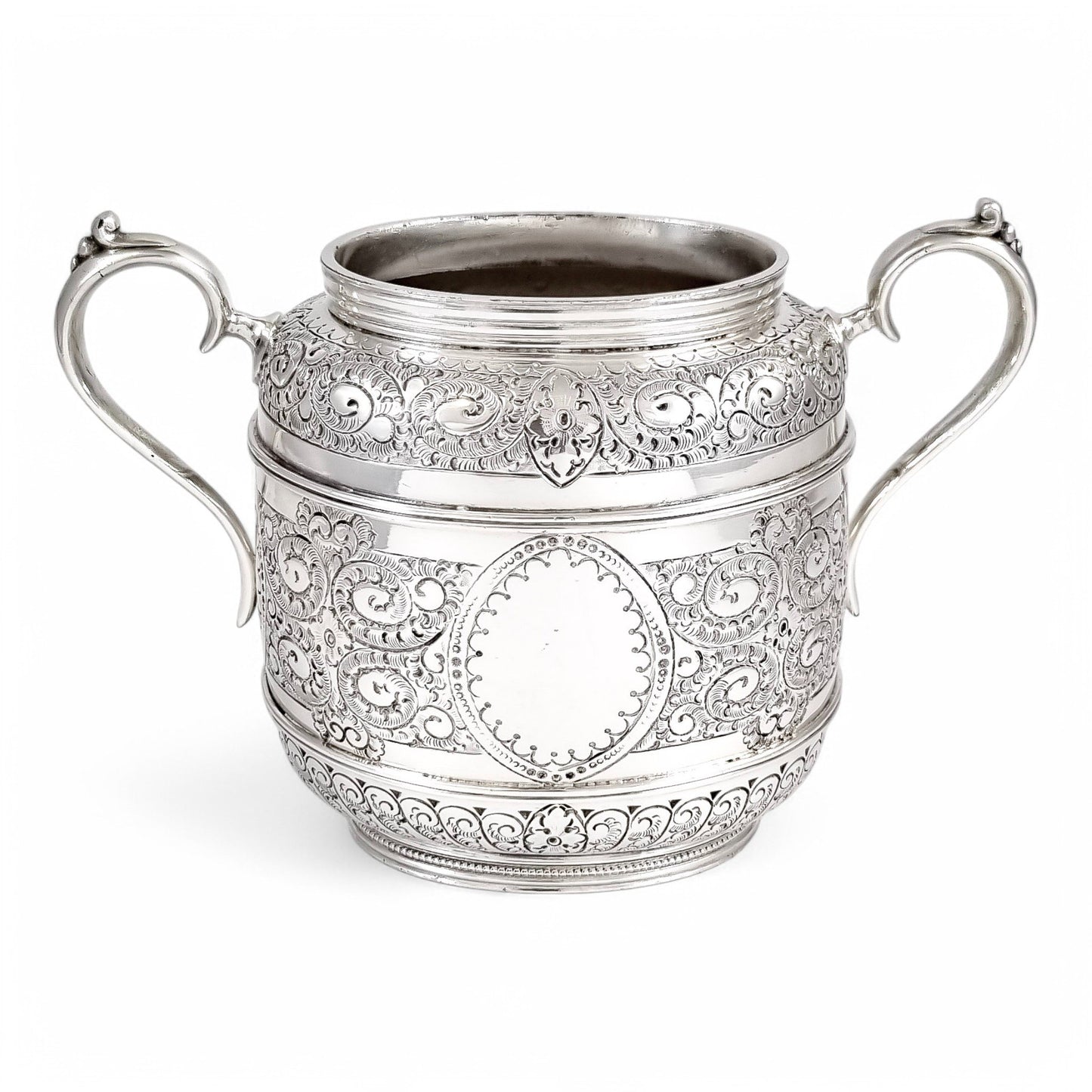 Antique Victorian silver plated three-piece tea set, Rococo Revival and Aestheticism, c. 1880s