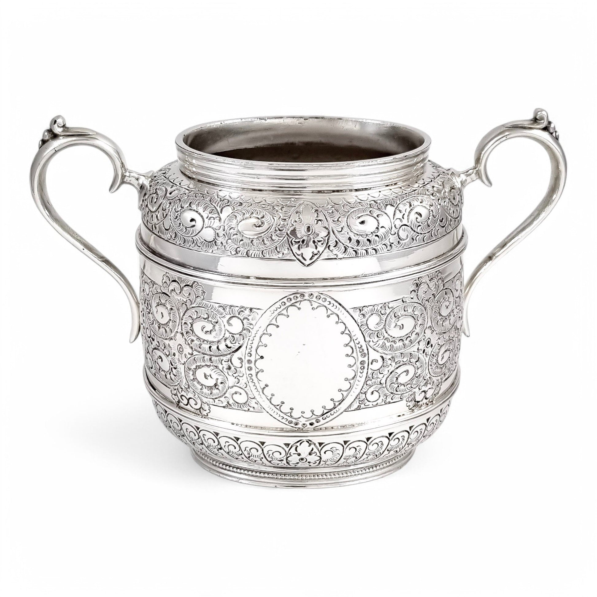 Antique Victorian silver plated three-piece tea set, Rococo Revival and Aestheticism, c. 1880s