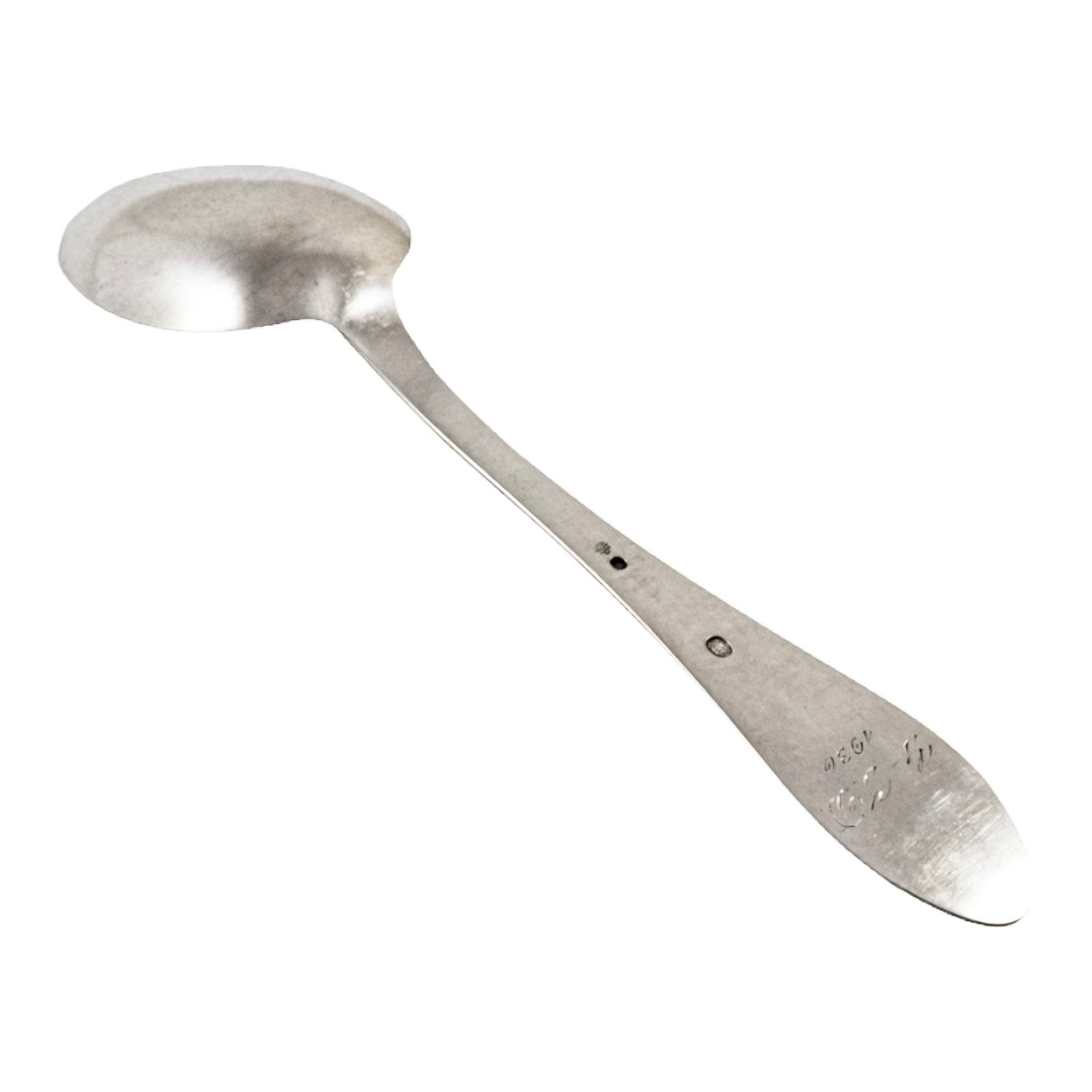 Art Deco Danish 830 silver large serving spoon engraved with flower, DGS