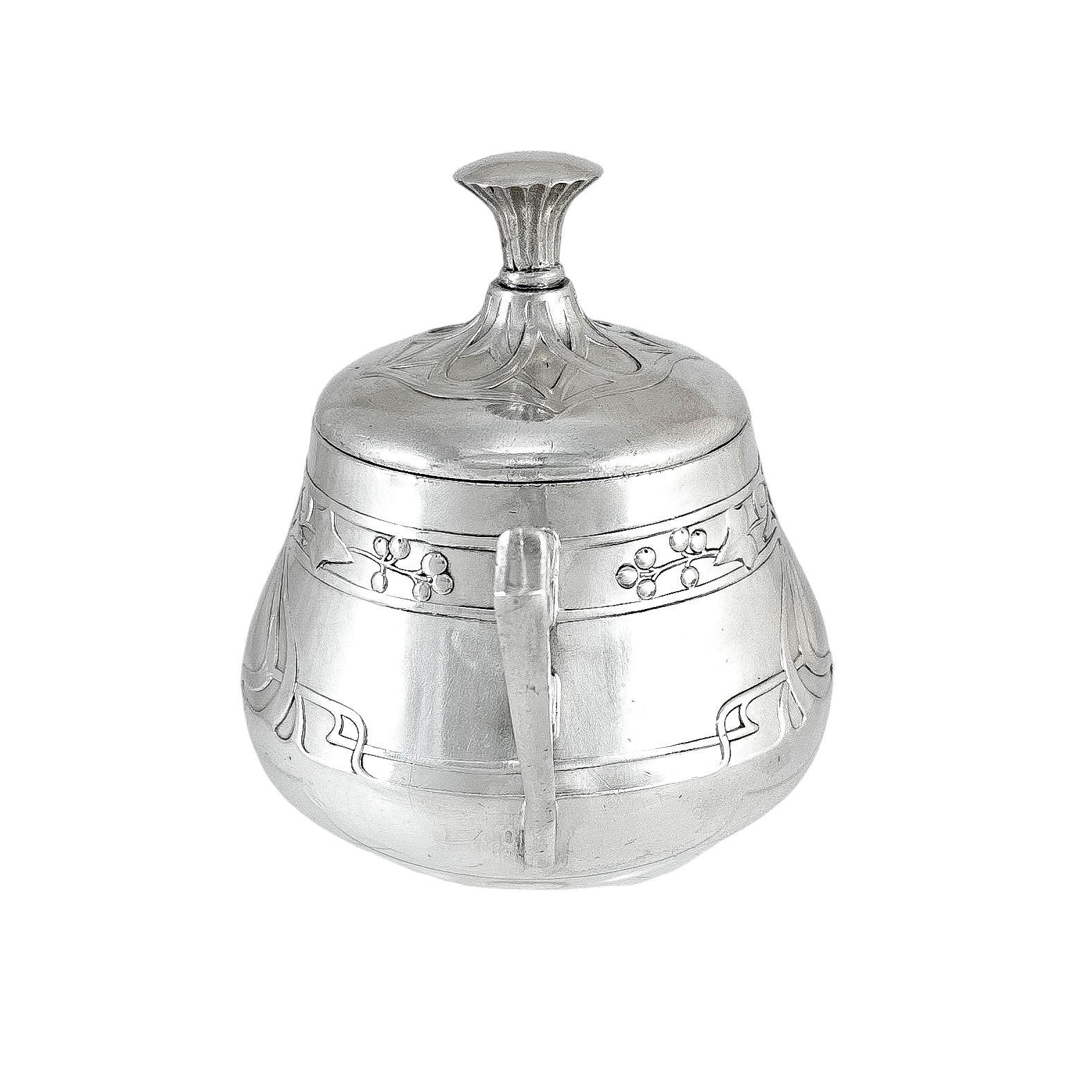 Silver plated WMF Art Nouveau Jugendstil five-piece tea and coffee set on tray