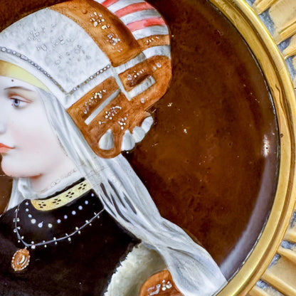19th century porcelain portrait of "Young Woman in Renaissance Costume"