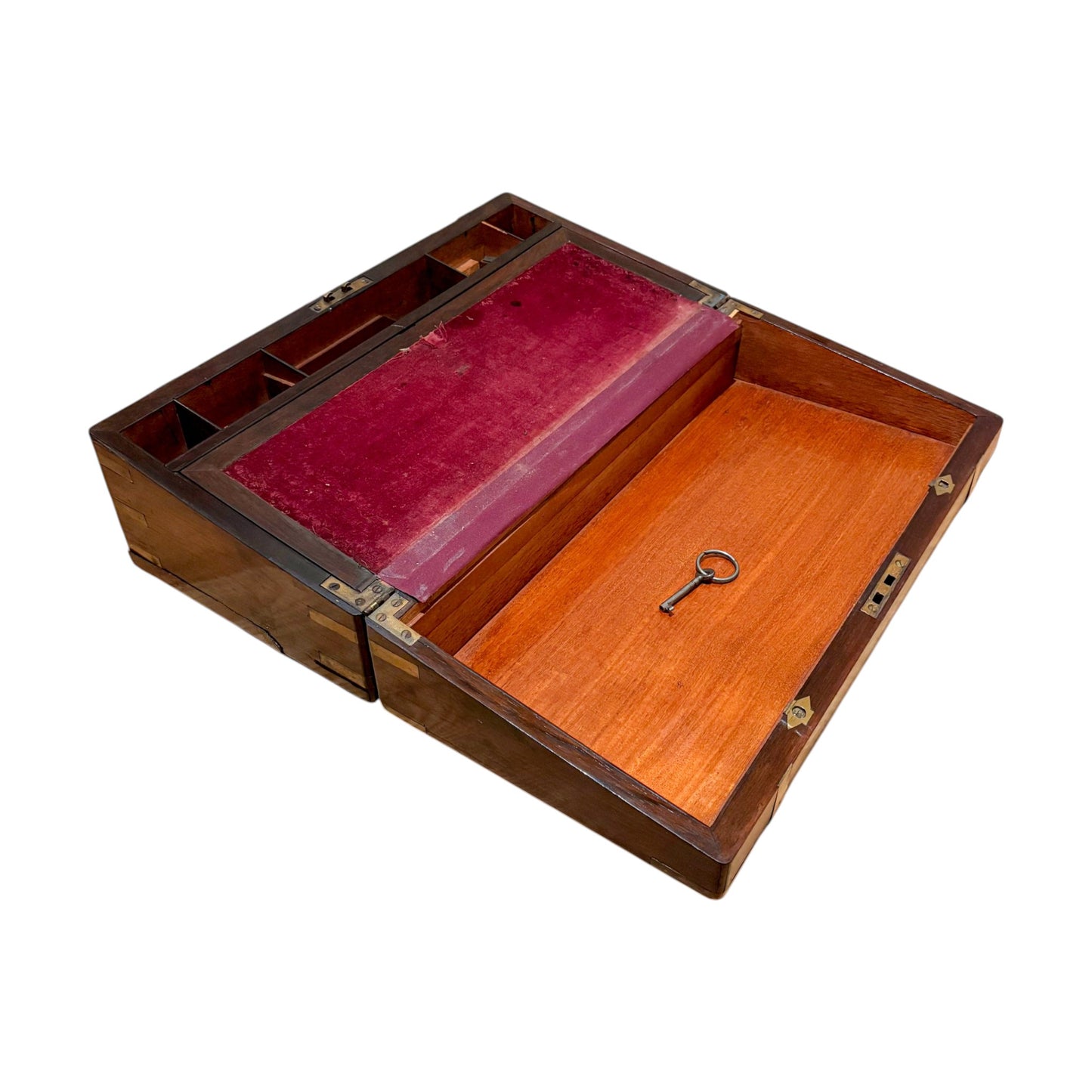 Victorian rosewood campaign writing slope, secret drawers