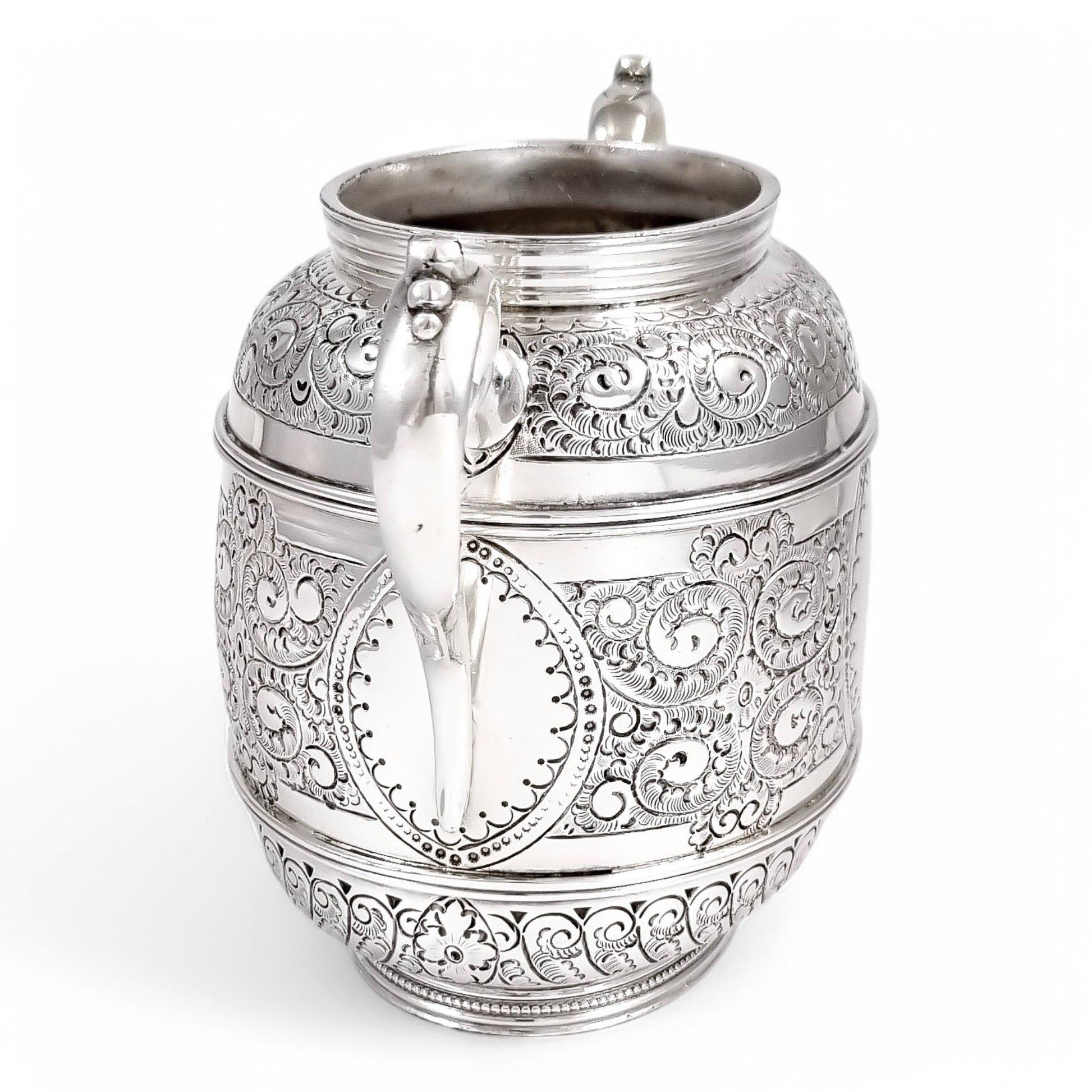 Antique Victorian silver plated three-piece tea set, Rococo Revival and Aestheticism, c. 1880s