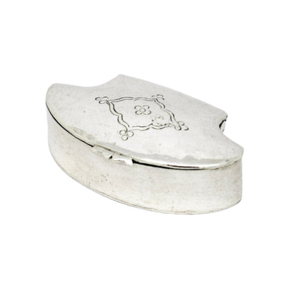 Antique Indian silver fluted oval pill snuff box with domed floral lid