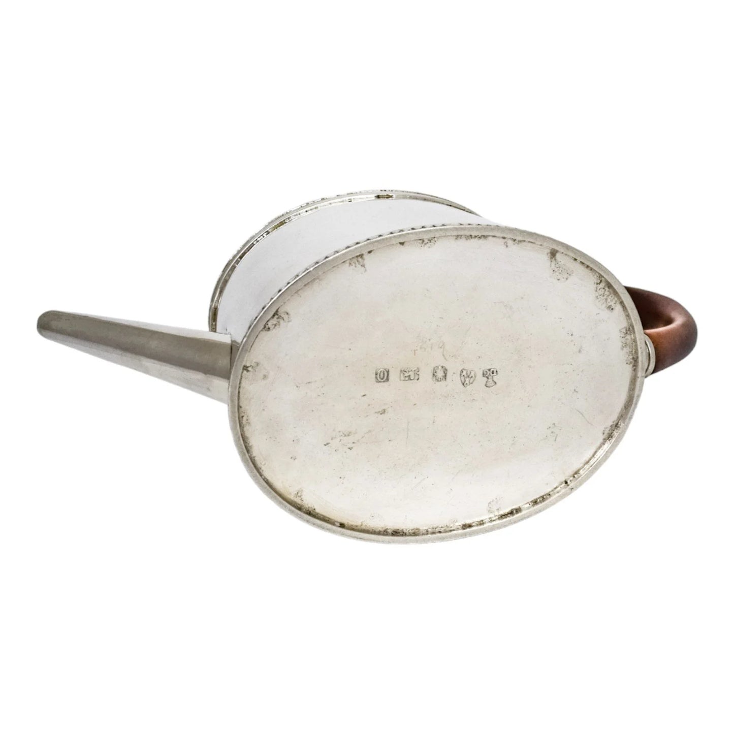 George III English provincial silver teapot with pear wood handle