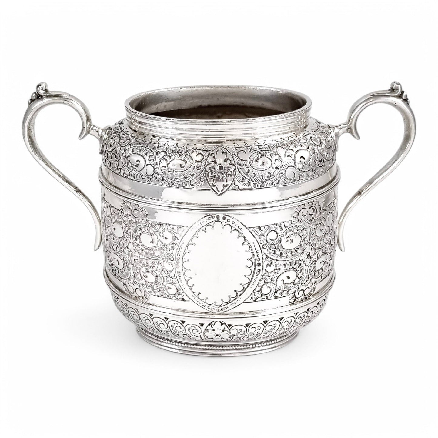 Antique Victorian silver plated three-piece tea set, Rococo Revival and Aestheticism, c. 1880s