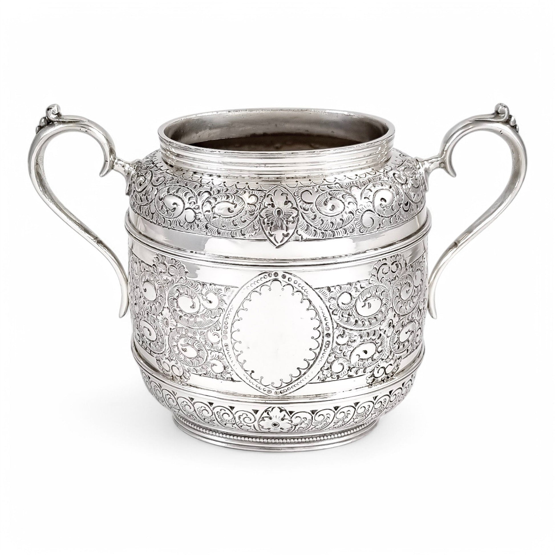 Antique Victorian silver plated three-piece tea set, Rococo Revival and Aestheticism, c. 1880s