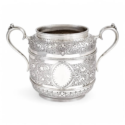 Antique Victorian silver plated three-piece tea set, Rococo Revival and Aestheticism, c. 1880s