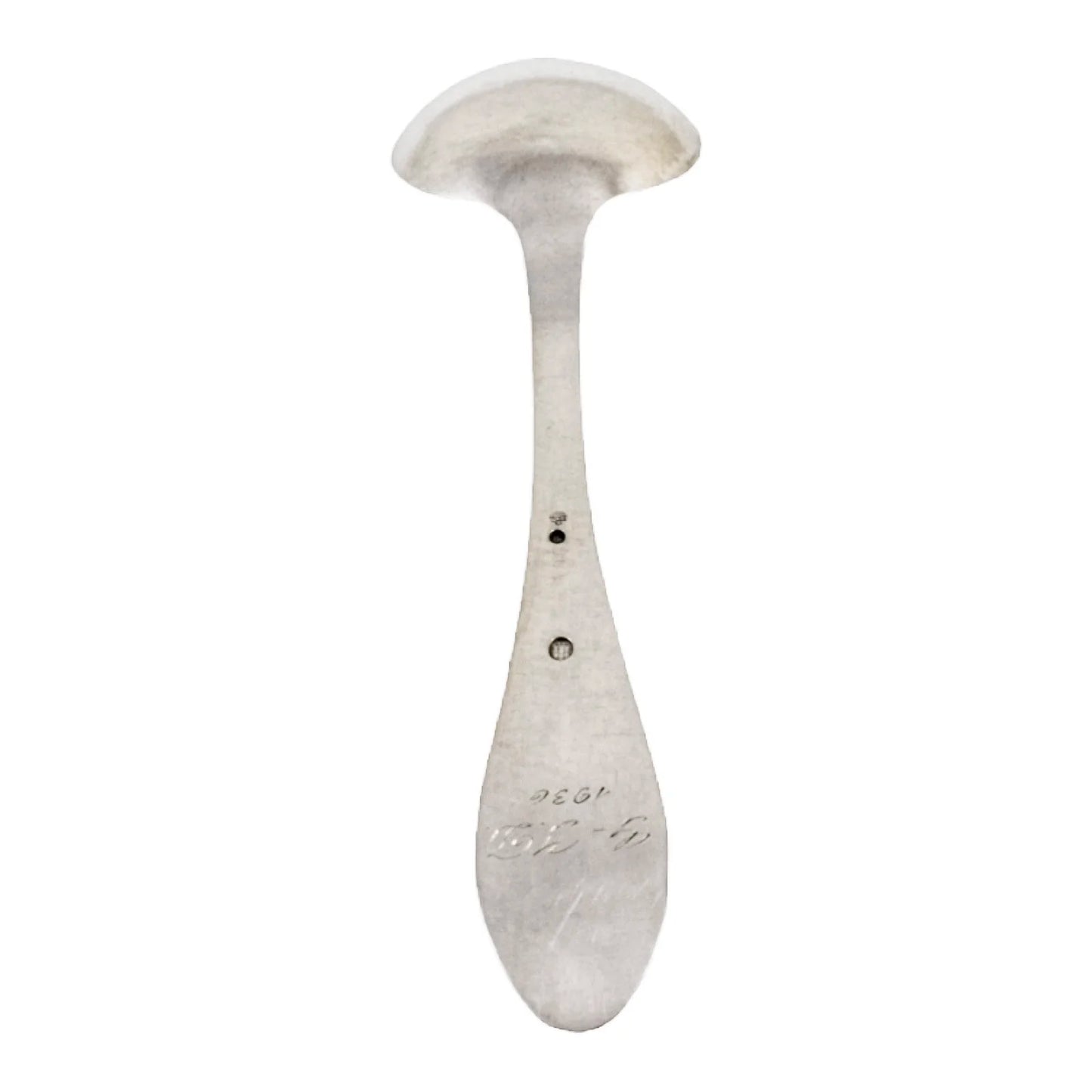 Art Deco Danish 830 silver large serving spoon engraved with flower, DGS