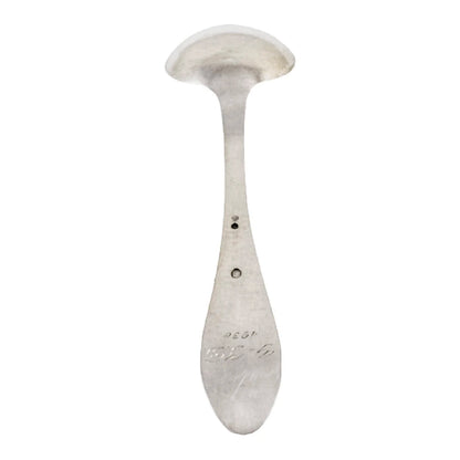 Art Deco Danish 830 silver large serving spoon engraved with flower, DGS