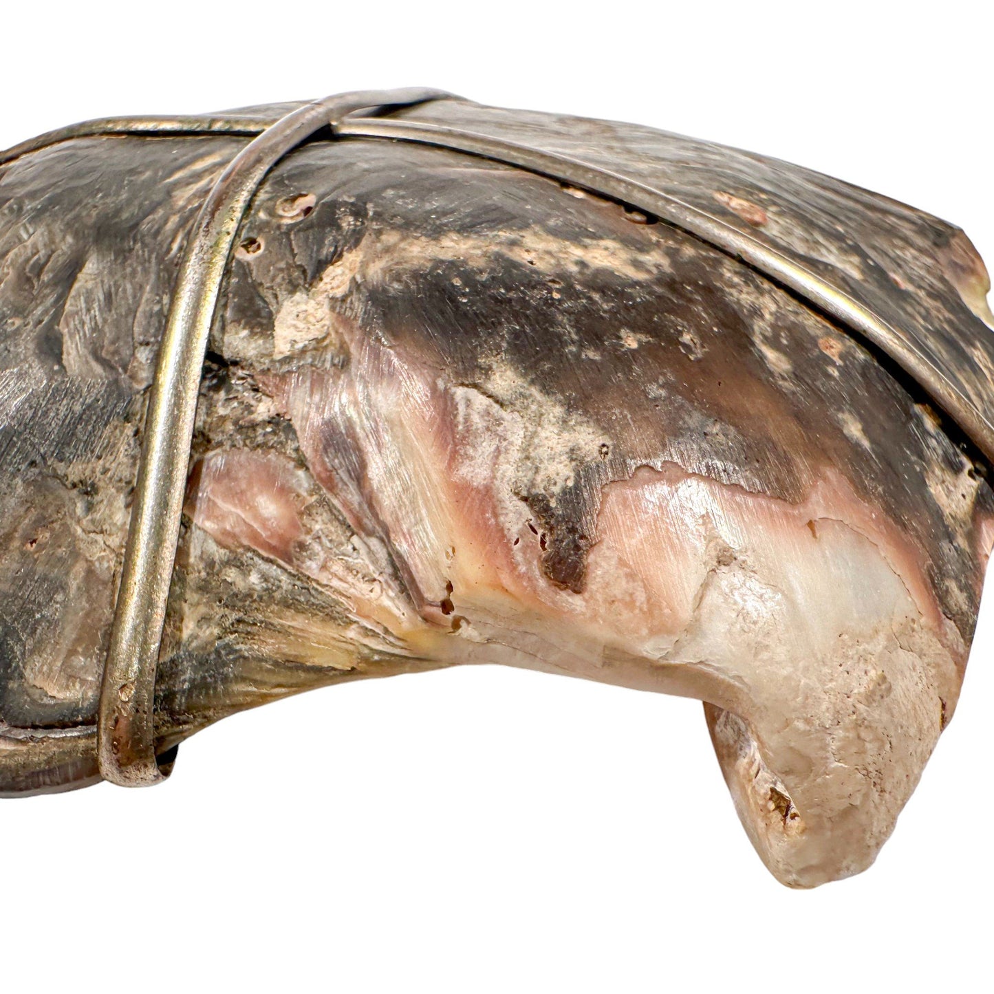 19th-century Flemish mother-of-pearl shell carving of fisherwoman