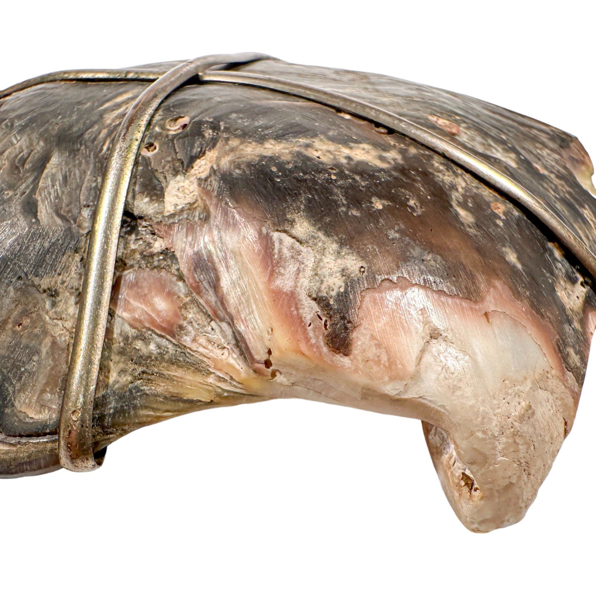 19th-century Flemish mother-of-pearl shell carving of fisherwoman