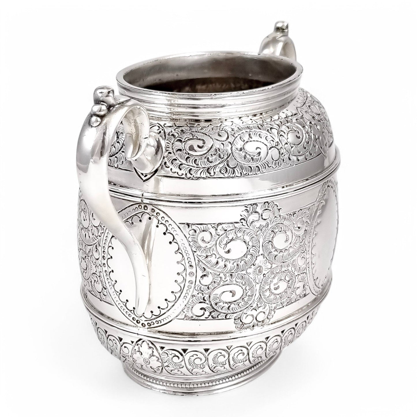 Antique Victorian silver plated three-piece tea set, Rococo Revival and Aestheticism, c. 1880s