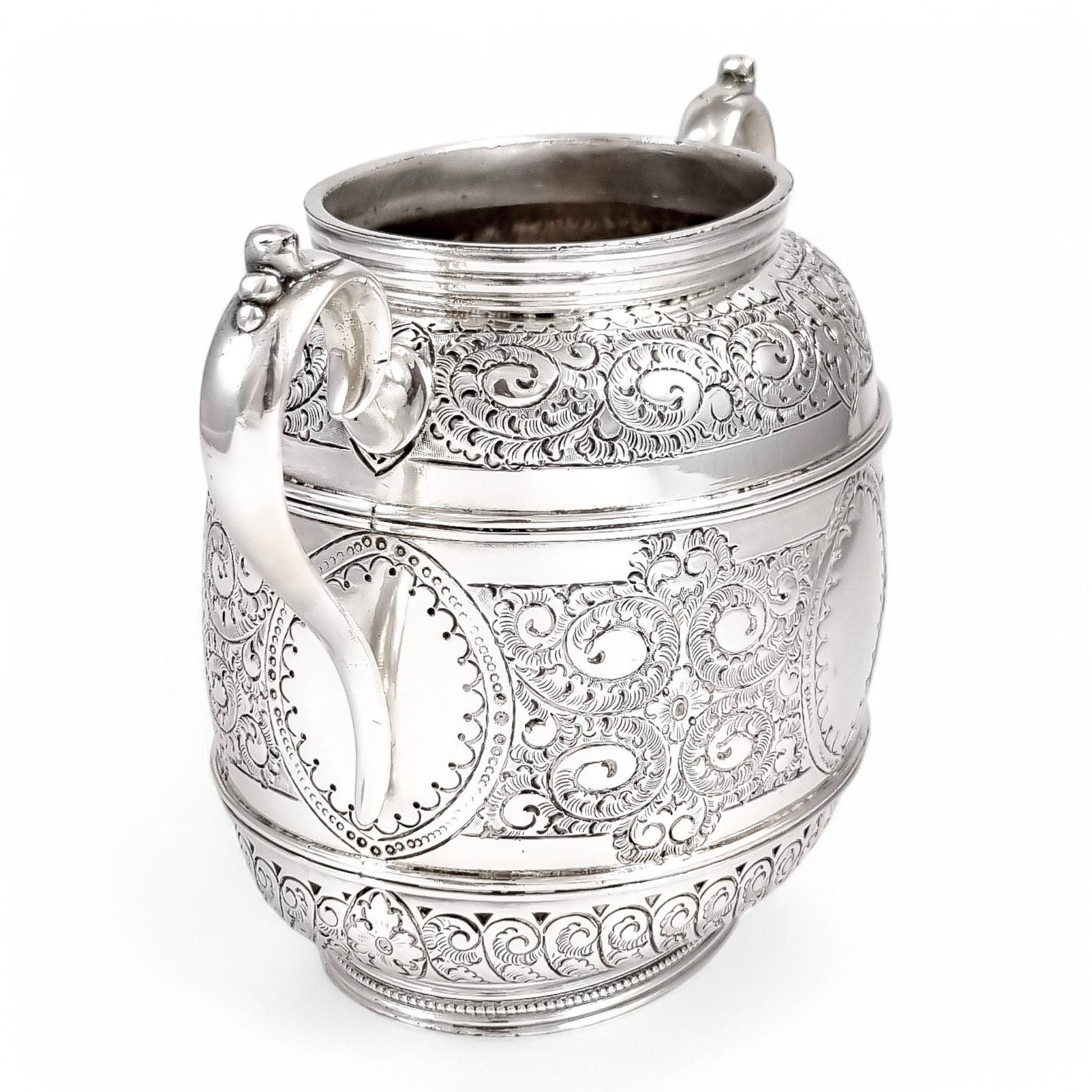 Antique Victorian silver plated three-piece tea set, Rococo Revival and Aestheticism, c. 1880s