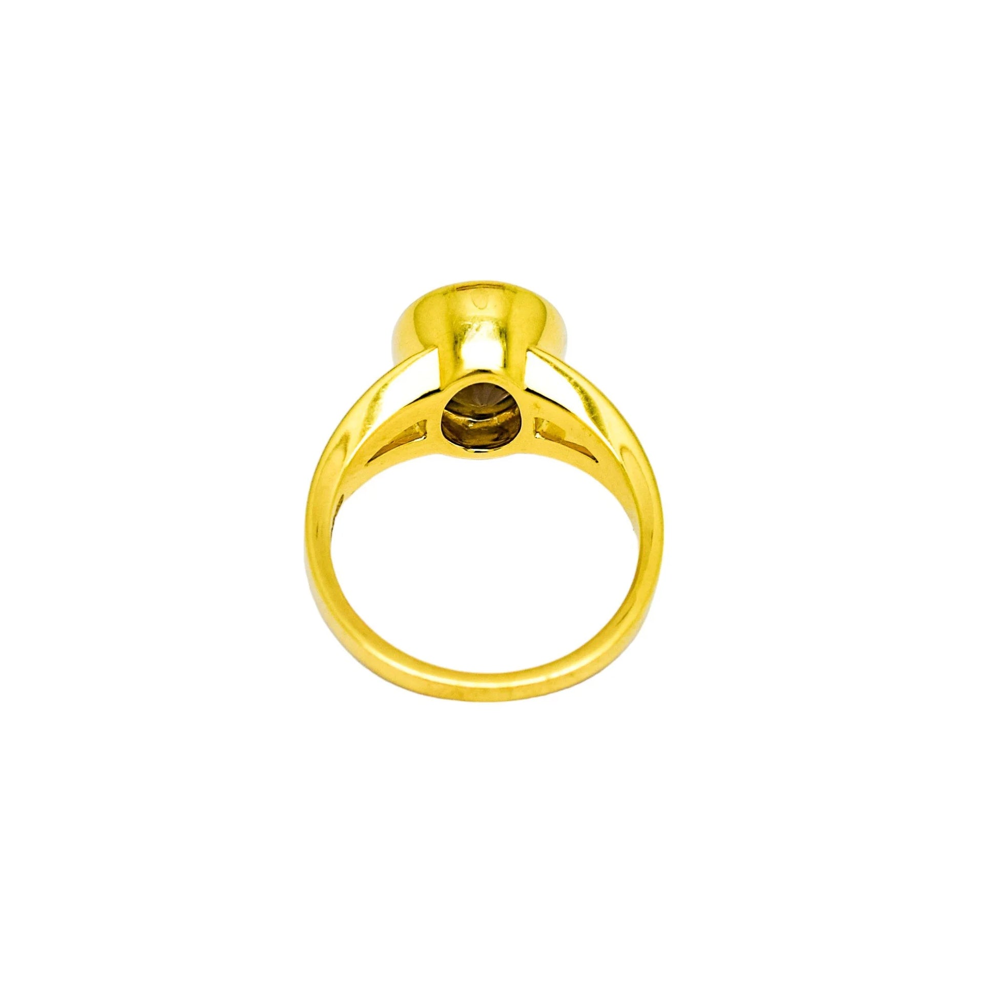 9ct yellow gold bezel set 2ct smoky quartz cocktail statement ring, size M