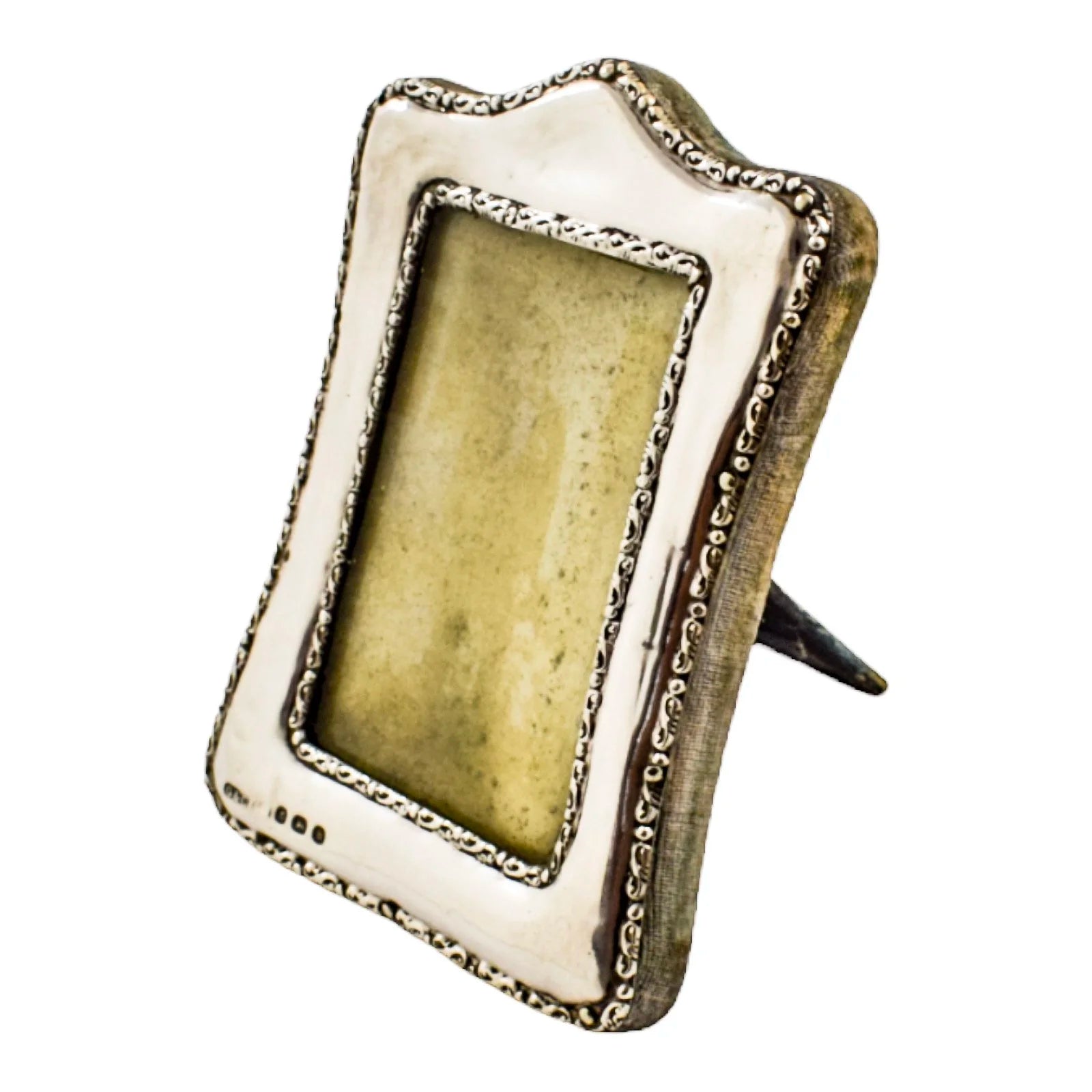 Edwardian sterling silver easel photo frame trimmed with scrolls