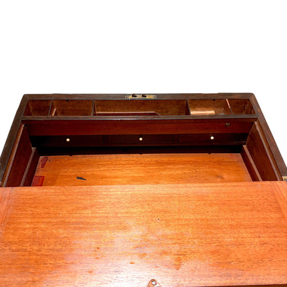 Victorian rosewood campaign writing slope, secret drawers