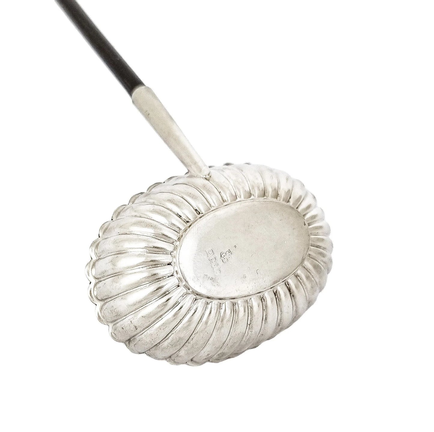 Victorian sterling silver toddy punch ladle with fluted bowl