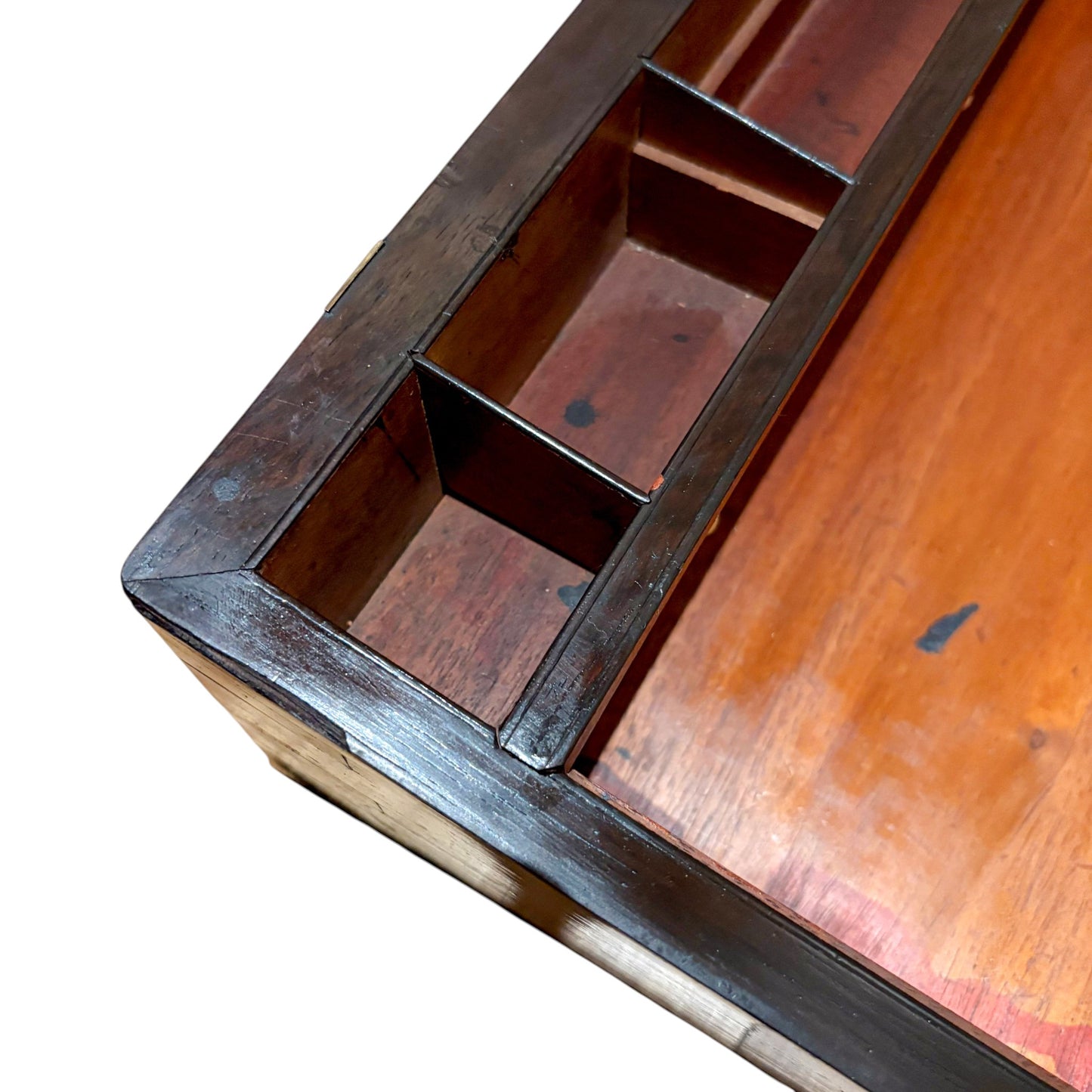 Victorian rosewood campaign writing slope, secret drawers