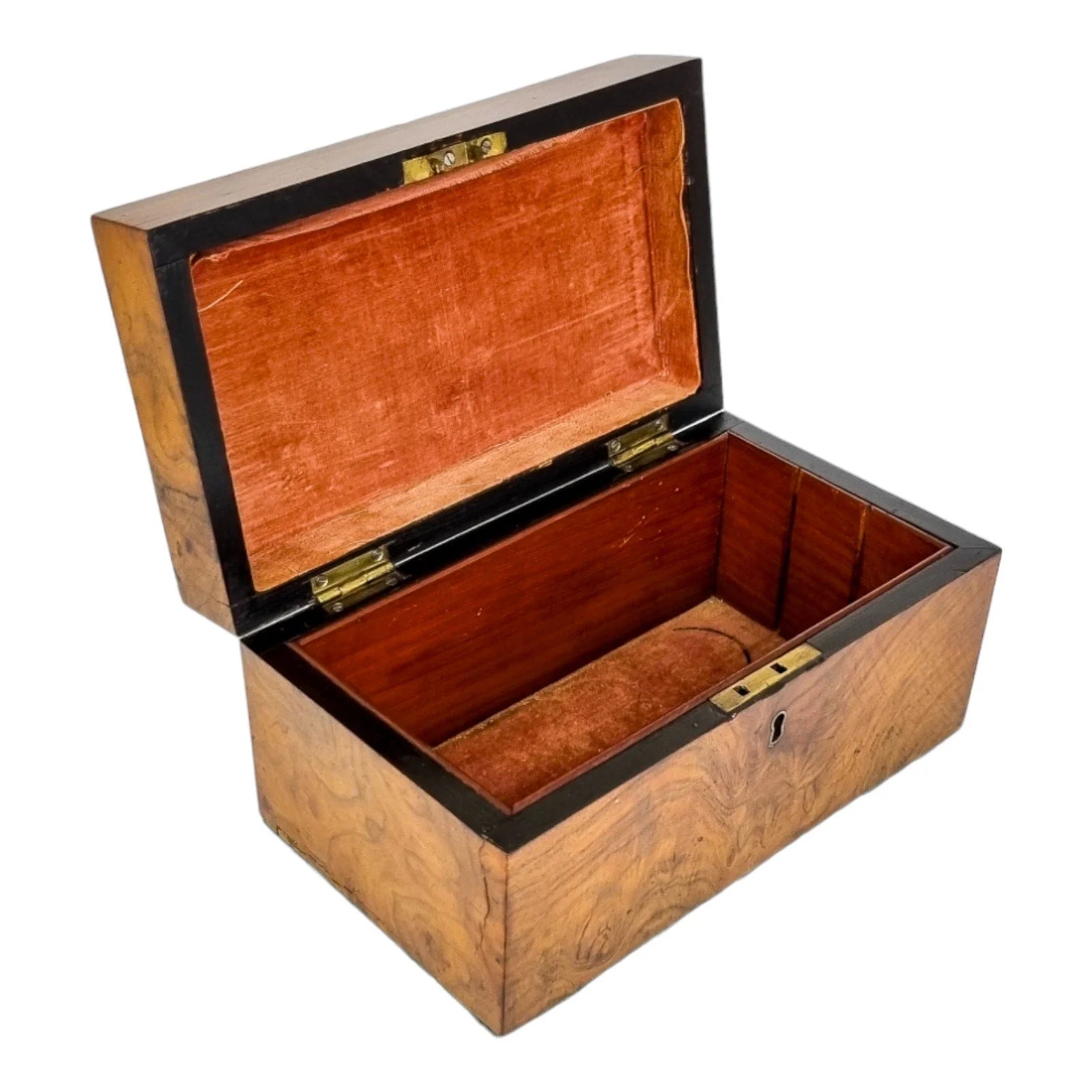 Victorian burr walnut jewellery / trinket storage box
