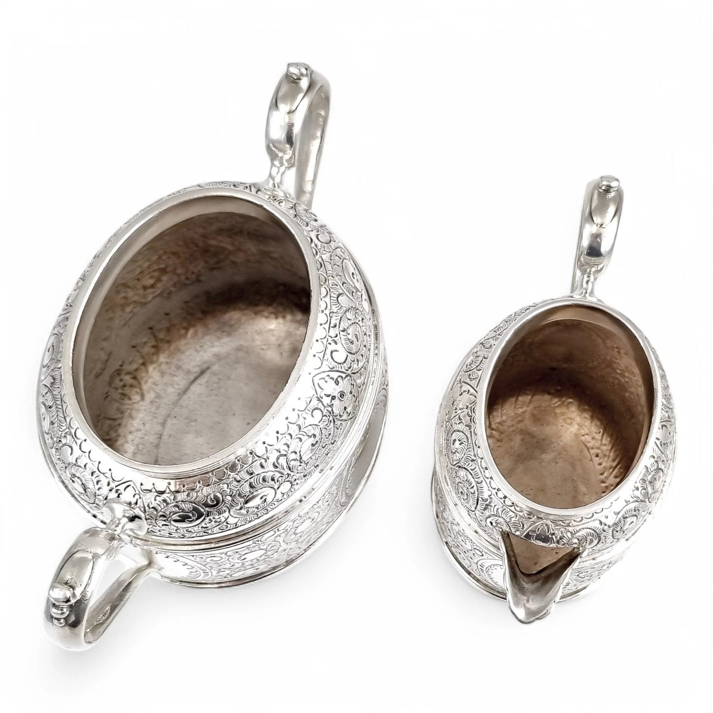 Antique Victorian silver plated three-piece tea set, Rococo Revival and Aestheticism, c. 1880s