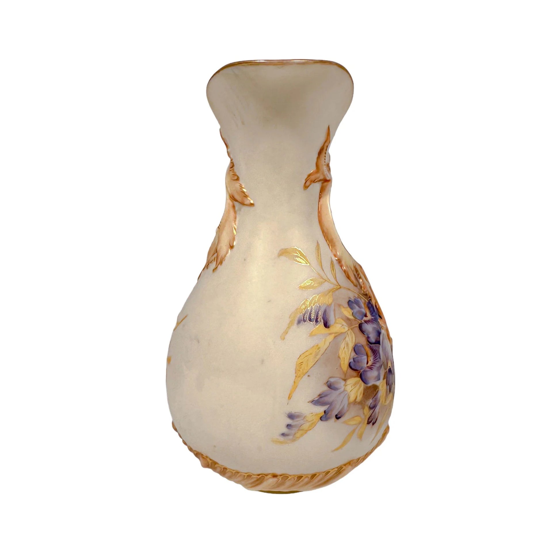 Art Nouveau Royal Worcester blush ivory asymmetric ewer vase